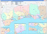 Gulfport-Biloxi-Pascagoula Metro Area Wall Map Color Cast Style